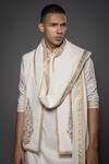 Rohit Bal_Ivory Chanderi Silk Printed Foil Floral Mughal Threadwork Bundi Kurta Set _at_Aza_Fashions