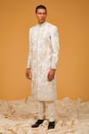 Buy_Rohit Bal_Ivory Matka Silk Embroidered Resham Pastel Sherwani _at_Aza_Fashions