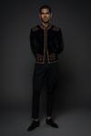 Buy_Rohit Bal_Black Velvet Embroidered Resham Zardozi Vine Jacket _at_Aza_Fashions