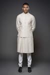 Buy_Rohit Bal_Ivory Chanderi Silk Embroidered Resham Tonal Swirl Bundi Kurta Set _at_Aza_Fashions