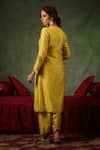 Shop_Label Niti Bothra_Yellow Kurta And Pant Chanderi Silk Embroidery Zardozi Ambi Buta Paisley Set _at_Aza_Fashions