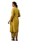 Label Niti Bothra_Yellow Kurta And Pant Chanderi Silk Embroidery Zardozi Ambi Buta Paisley Set _Online_at_Aza_Fashions