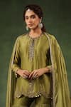 Label Niti Bothra_Green Chanderi Silk Embroidery Zardozi Round Work Kurta Gharara Set _Online_at_Aza_Fashions