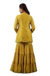 Label Niti Bothra_Yellow Chanderi Silk Embroidery Zardozi Round Floral Kurta Gharara Set _Online_at_Aza_Fashions