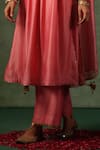 Buy_Label Niti Bothra_Pink Kurta And Pant Chanderi Silk Embroidery Zardozi Keyhole Sequin Set _Online_at_Aza_Fashions