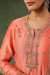 Buy_Label Niti Bothra_Peach Chanderi Silk Embroidery Zardozi Round Floral Kurta Sharara Set 