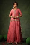 Shop_Label Niti Bothra_Pink Chanderi Silk Embroidery Zardozi Round Kurta Lehenga Set 