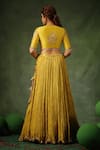 Shop_Label Niti Bothra_Yellow Chanderi Silk Embroidery Zardozi V Neck Butta Lehenga Set _at_Aza_Fashions