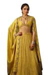 Buy_Label Niti Bothra_Yellow Chanderi Silk Embroidery Zardozi V Neck Butta Lehenga Set _Online_at_Aza_Fashions