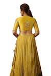 Shop_Label Niti Bothra_Yellow Chanderi Silk Embroidery Zardozi V Neck Butta Lehenga Set 