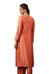 Buy_Label Niti Bothra_Peach Kurta And Pant Chanderi Silk Embroidery Zardozi Round Leaf Stripe Set 