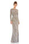 Buy_Mac Duggal_Grey Net Embellished Bead Round Stripe Gown _at_Aza_Fashions