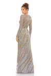 Shop_Mac Duggal_Grey Net Embellished Bead Round Stripe Gown _at_Aza_Fashions