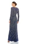 Shop_Mac Duggal_Blue Net Embellished Bead Round Stripe Gown _at_Aza_Fashions