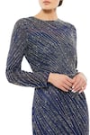 Mac Duggal_Blue Net Embellished Bead Round Stripe Gown _Online_at_Aza_Fashions