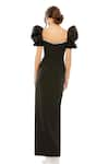 Shop_Mac Duggal_Black Satin Fabric Embellished Stone Sweetheart Jewel Slit Gown _at_Aza_Fashions