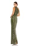 Shop_Mac Duggal_Green 100% Polyester Embellished Sequin One Shoulder Gown _at_Aza_Fashions