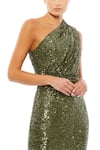 Buy_Mac Duggal_Green 100% Polyester Embellished Sequin One Shoulder Gown _Online_at_Aza_Fashions