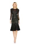 Buy_Mac Duggal_Black Polyester, Lace Stones, Applique Round , Crew Dress _at_Aza_Fashions