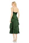 Shop_Mac Duggal_Green Charmeuse Fabric Solid Cowl Strappy Layered Dress _at_Aza_Fashions