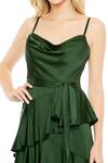 Mac Duggal_Green Charmeuse Fabric Solid Cowl Strappy Layered Dress _Online_at_Aza_Fashions