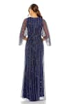 Shop_Mac Duggal_Blue Net Embellished Sequin V-neck Cape Sleeve Gown _at_Aza_Fashions