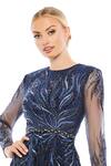 Mac Duggal_Blue 100% Polyester Embellished Stone Round Fern Embroidered Dress _Online_at_Aza_Fashions