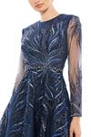 Buy_Mac Duggal_Blue 100% Polyester Embellished Stone Round Fern Embroidered Dress _Online_at_Aza_Fashions