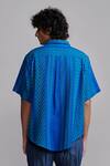 Shop_Dash And Dot_Blue 100% Cotton Woven Aztec Oversized Jacquard Shirt _at_Aza_Fashions