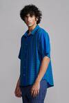 Buy_Dash And Dot_Blue 100% Cotton Woven Aztec Oversized Jacquard Shirt _Online_at_Aza_Fashions