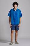Buy_Dash And Dot_Blue 100% Cotton Woven Aztec Oversized Jacquard Shirt _at_Aza_Fashions