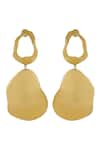 Shop_Varnika Arora_Gold Plated Sol Abstract Shaped Dangler Earrings _at_Aza_Fashions