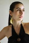 Varnika Arora_Gold Plated Sol Abstract Shaped Dangler Earrings _Online_at_Aza_Fashions