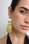 Shop_Varnika Arora_Gold Plated Sol Abstract Shaped Dangler Earrings _Online_at_Aza_Fashions