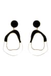 Shop_Varnika Arora_Black Enameled Saline Color Block Earrings _at_Aza_Fashions