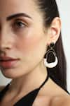 Varnika Arora_Black Enameled Saline Color Block Earrings _Online_at_Aza_Fashions