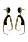 Shop_Varnika Arora_Black Enameled Saline Color Block Earrings _Online_at_Aza_Fashions