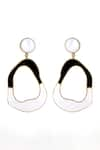 Shop_Varnika Arora_Black Enameled Saline Color Block Earrings _at_Aza_Fashions