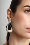 Varnika Arora_Black Enameled Saline Color Block Earrings _Online_at_Aza_Fashions