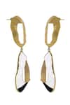 Varnika Arora_Gold Plated Enameled Embrace Color Block Earrings _at_Aza_Fashions