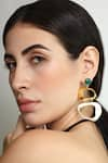 Buy_Varnika Arora_Green Enameled Drift Abstract Earrings _at_Aza_Fashions