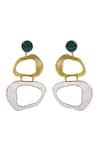 Shop_Varnika Arora_Green Enameled Drift Abstract Earrings _at_Aza_Fashions