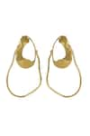 Shop_Varnika Arora_Gold Plated Serene Irregular Shaped Hoops _at_Aza_Fashions