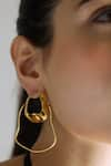 Shop_Varnika Arora_Gold Plated Serene Irregular Shaped Hoops _Online_at_Aza_Fashions