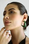 Buy_Varnika Arora_Green Lagoon Enameled Abstract Hoops _at_Aza_Fashions