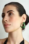 Buy_Varnika Arora_Green Lagoon Enameled Abstract Hoops _Online_at_Aza_Fashions