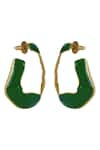 Shop_Varnika Arora_Green Lagoon Enameled Abstract Hoops _Online_at_Aza_Fashions