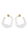 Buy_Varnika Arora_White Lagoon Abstract Shaped Enameled Hoops _at_Aza_Fashions