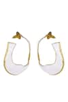 Shop_Varnika Arora_White Lagoon Abstract Shaped Enameled Hoops _at_Aza_Fashions