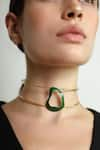 Buy_Varnika Arora_Green Abyssal Abstract Enameled Choker _Online_at_Aza_Fashions